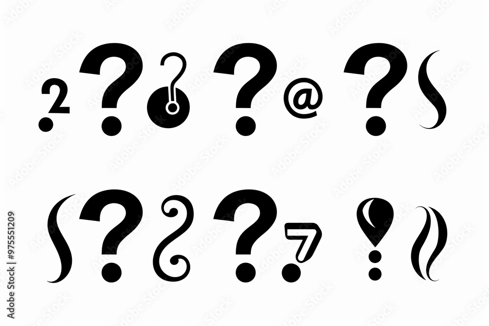 Question mark icon, quiz symbol, interrogation sign, simple rebus silhouette, questions emblem, faq set Question mark icon, quiz symbol, interrogation sign, simple rebus silhouette, questions emblem, faq set