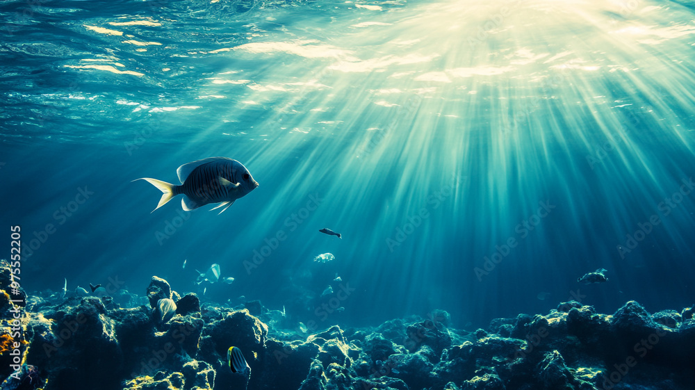 Vibrant underwater scene celebrating marine life on World Animal Day Vibrant underwater scene celebrating marine life on World Animal Day