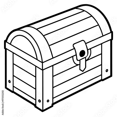 wooden chest outline coloring book page line art drawing