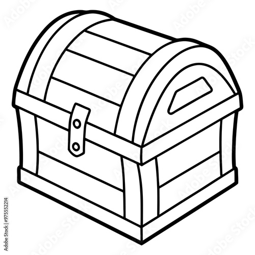 wooden chest outline coloring book page line art drawing