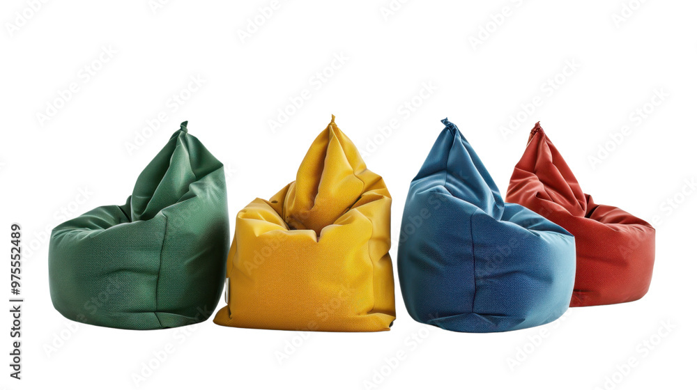 Set collection of plain beanbag seat chairs on transparent background Set collection of plain beanbag seat chairs on transparent background