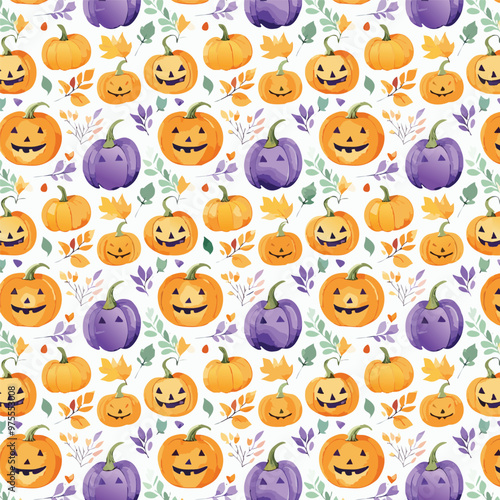A Beautifully Colorful Pumpkin Pattern Perfect for Autumn and Halloween Home Decor