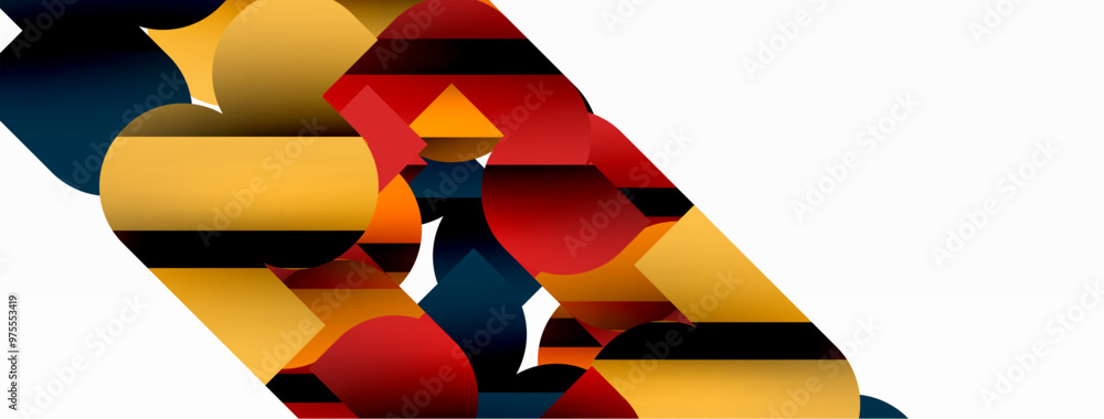 Abstract background. Colorful geometric curve shapes with black shadow lines effects Abstract background. Colorful geometric curve shapes with black shadow lines effects