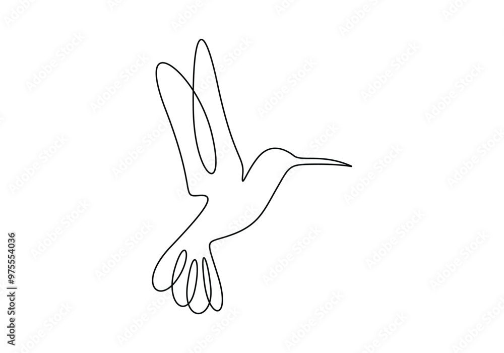 Hummingbird in one continuous line drawing. Isolated on white background vector illustration Hummingbird in one continuous line drawing. Isolated on white background vector illustration