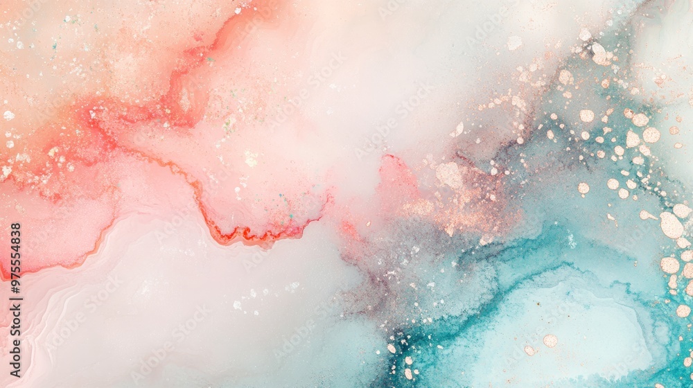 Fototapeta premium abstract background of water color splash, pastel color, green brown orange tone. draw on rough paper. 