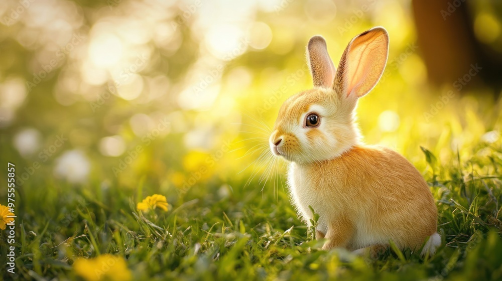 Cute Bunny in a Field of Flowers Cute Bunny in a Field of Flowers