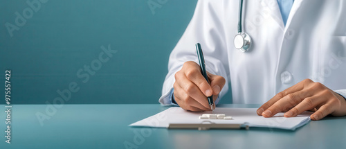 Wallpaper Mural Closeup of doctor writing prescription, precise healthcare documentation Torontodigital.ca