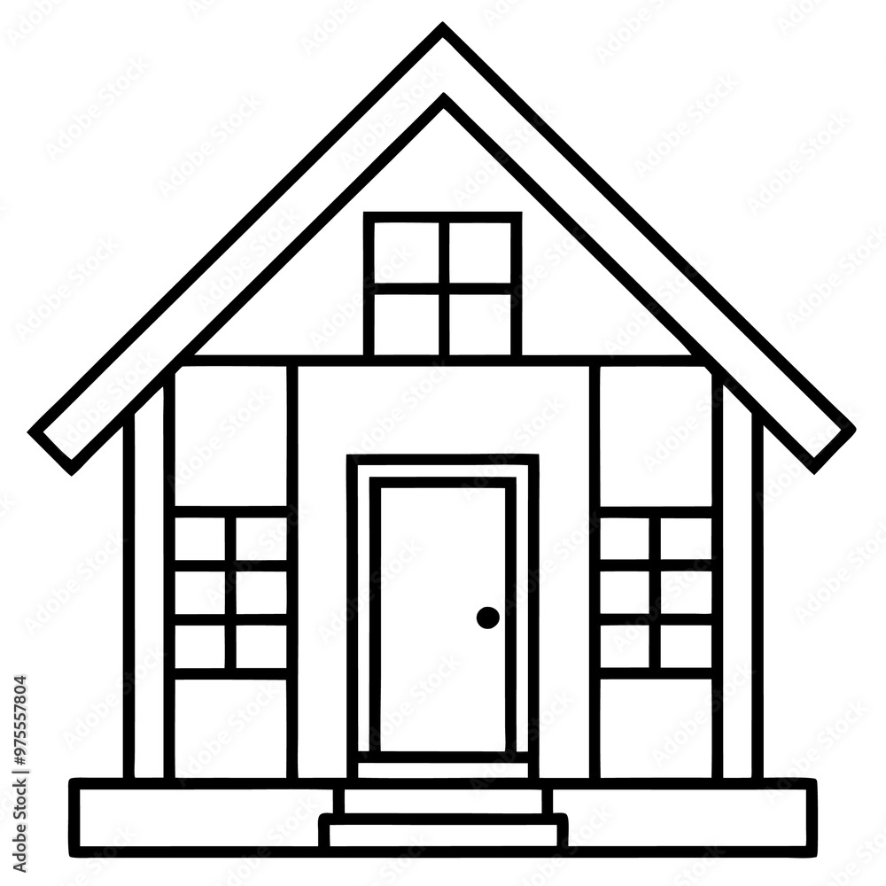 wooden house outline coloring book page line art drawing wooden house outline coloring book page line art drawing