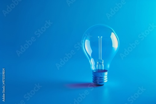 Blue light bulb, lamp mockup, lightbulbs banner, minimal light bulbs with copy space, creativity idea