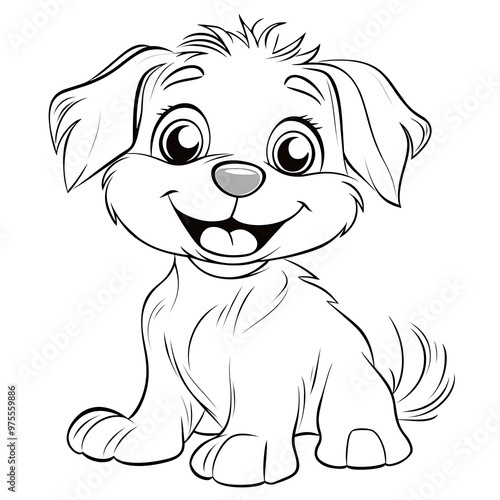 Cute cartoon puppy isolated on a white background. Vector illustration.