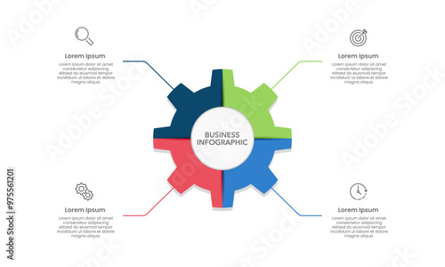Infographic gears 4 options design template. Business presentation Planning and Strategy. Vector illustration.