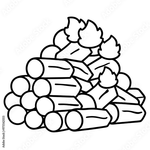 woodpile outline coloring book page line art drawing