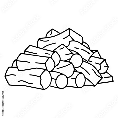 woodpile outline coloring book page line art drawing
