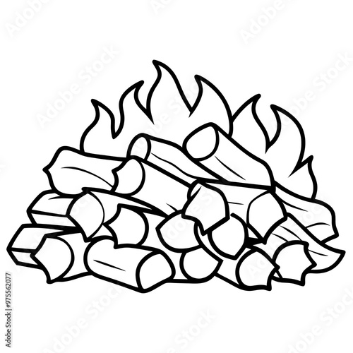 woodpile outline coloring book page line art drawing