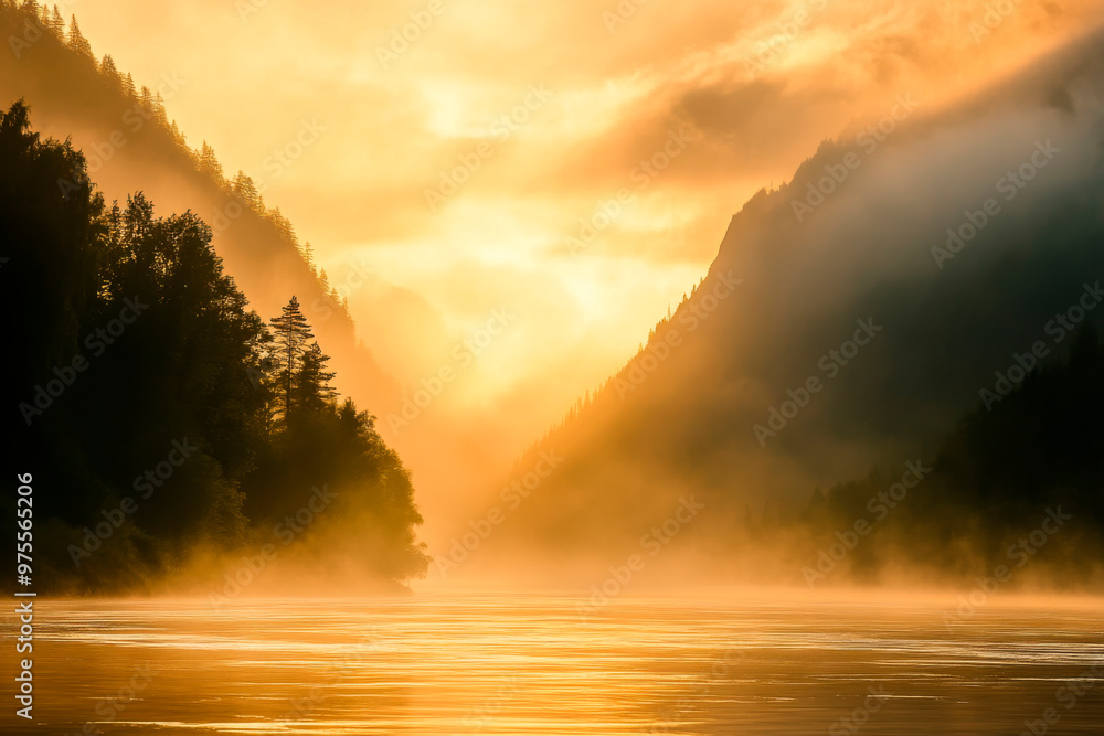 Fototapeta premium Morgendämmerung Fluss