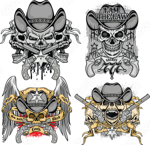 cowboys  sign with skull, grunge vintage design t shirts