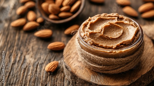 Unprocessed Natural Almond Butter with a Background