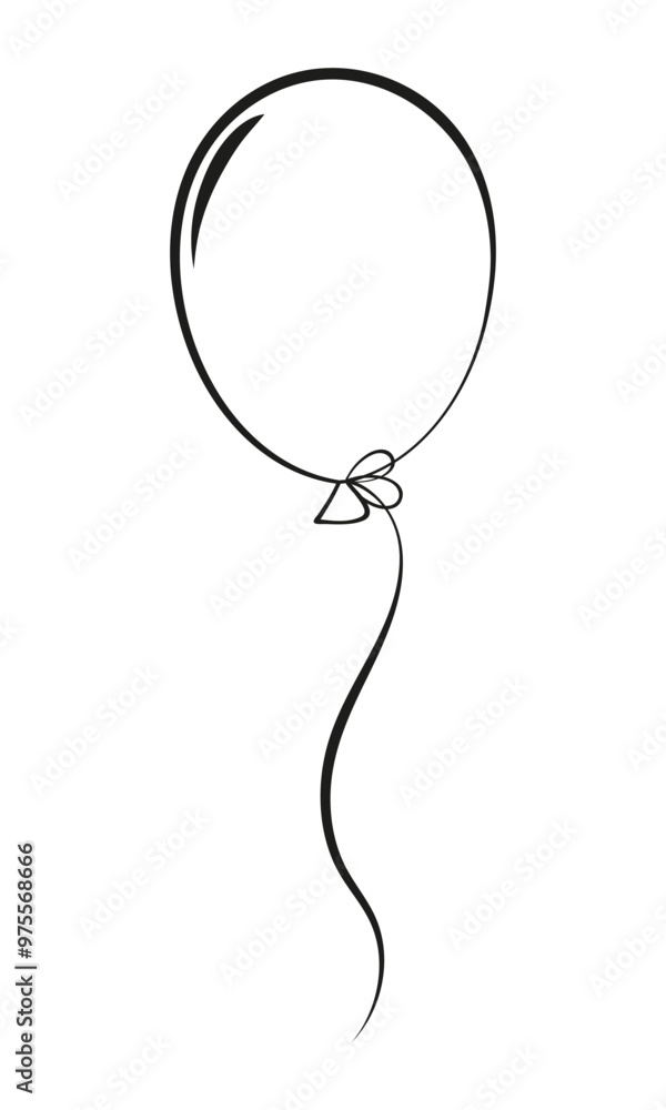 The contour of the balloon. A balloon drawn with a line. The contour of the balloon. A balloon drawn with a line.