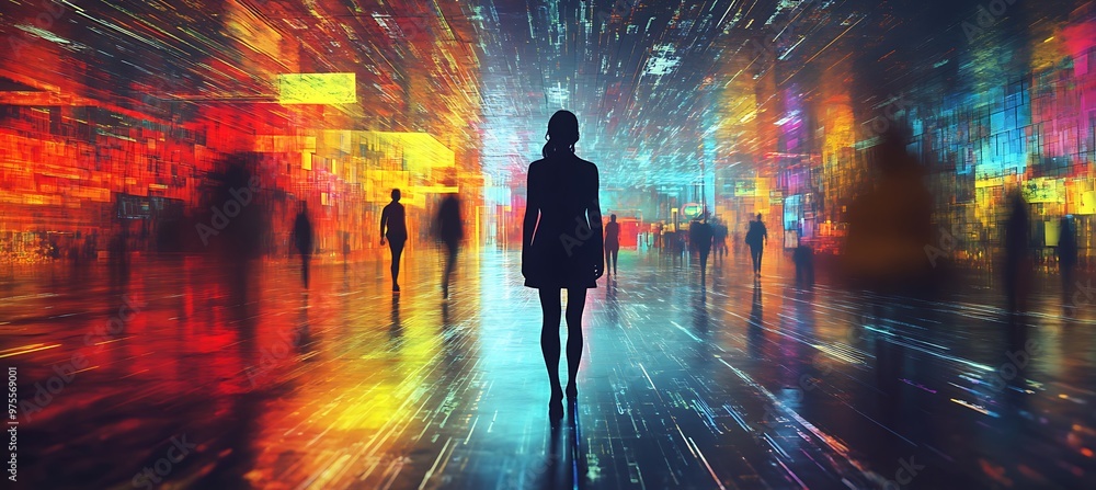A digital world with AI-powered smart systems and holographic social spaces A digital world with AI-powered smart systems and holographic social spaces
