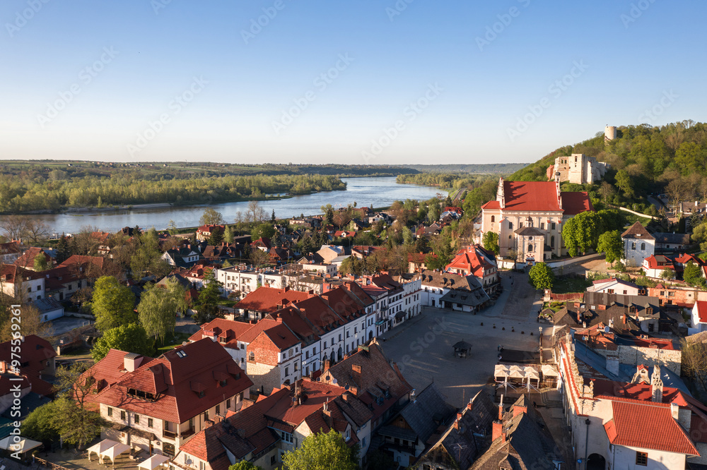 Summer skyline cityscape of Kazimierz Dolny, Lesser Poland (Małopolska). Wide panoramic view