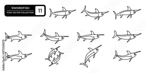 Swordfish icon collection, editable and resizable vector icon templates.