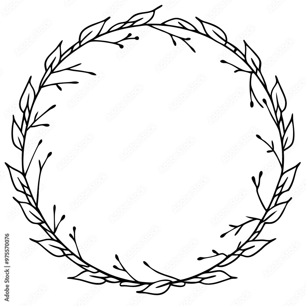 Obraz premium wreath of birch outline coloring book page line art drawing