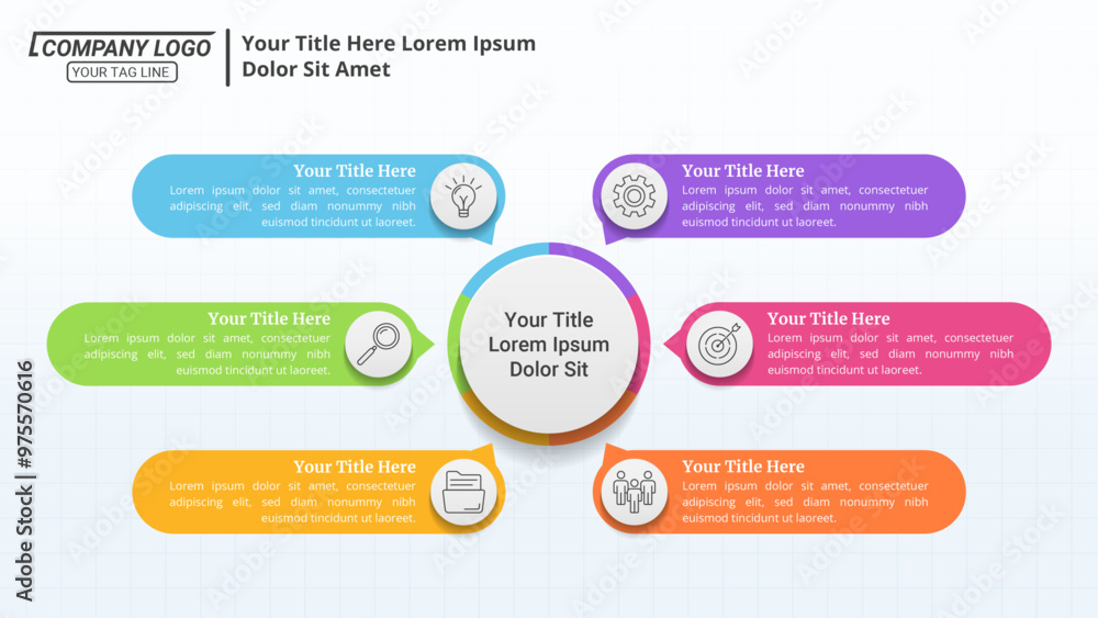 6 Options Workflow Circle Diagram Infographic with Editable Text for Business Process, Strategy, and Marketing. 6 Options Workflow Circle Diagram Infographic with Editable Text for Business Process, Strategy, and Marketing.