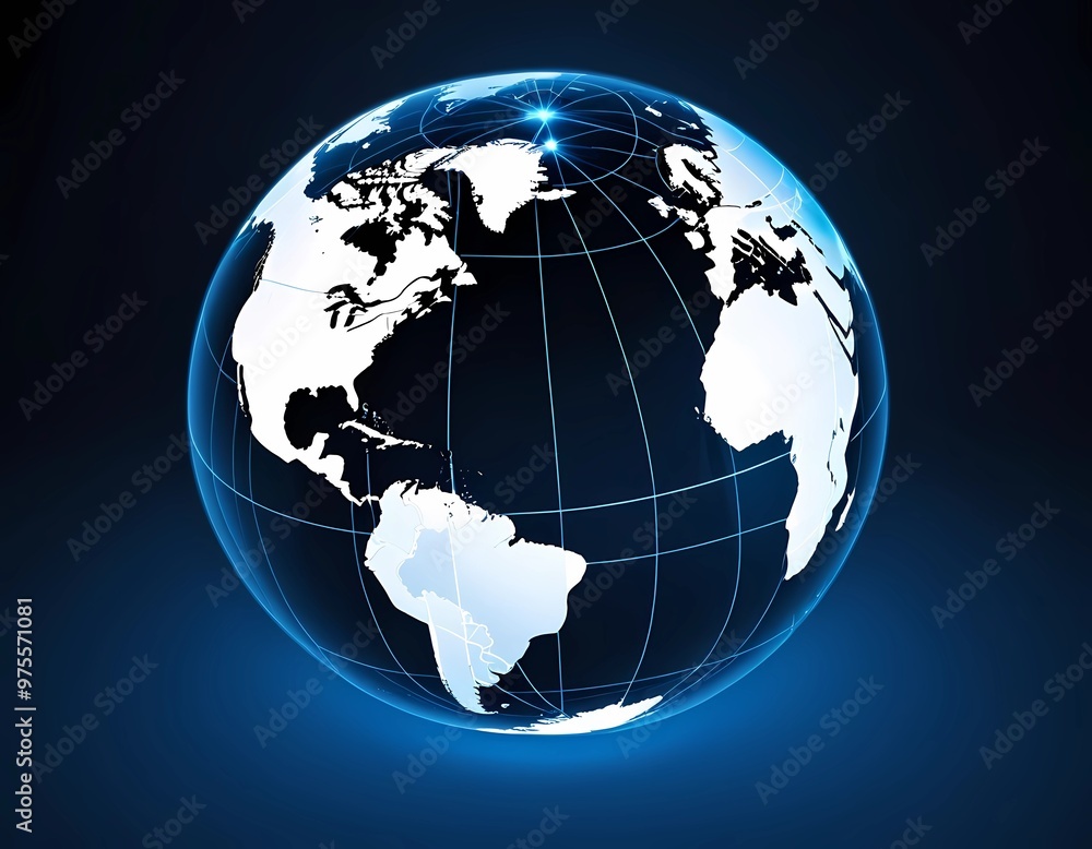 The concept of communication technology or global network, shown on a globe with a digital interface The concept of communication technology or global network, shown on a globe with a digital interface