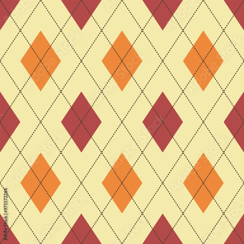 autumn colors argyle seamless pattern, thanksgiving or halloween vector background photo