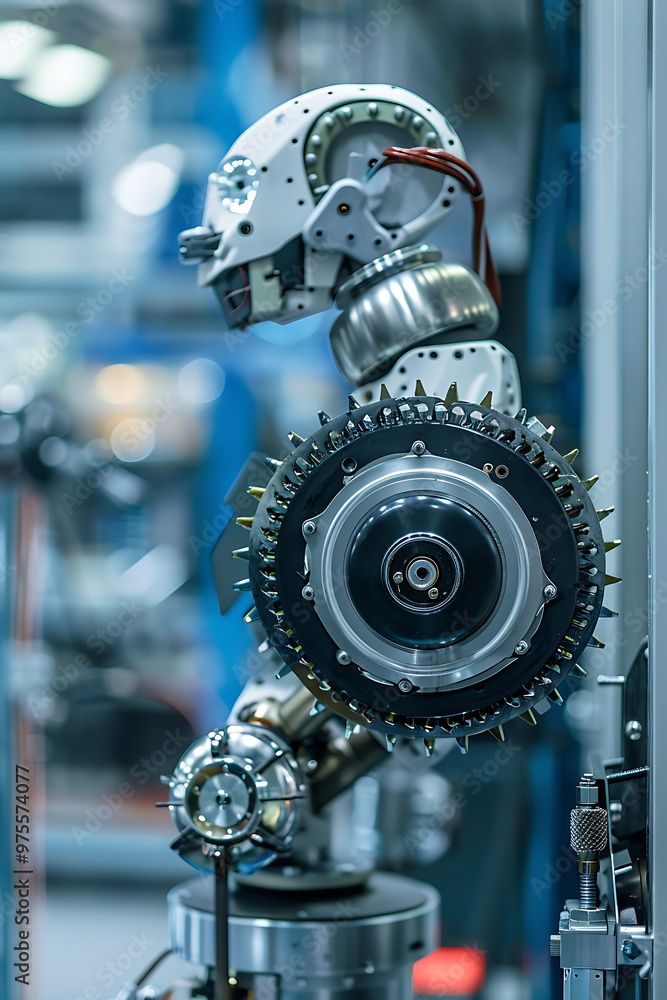 Fototapeta premium Team of Engineers Fine-Tuning Motors and Gears for Optimal Robot Motion