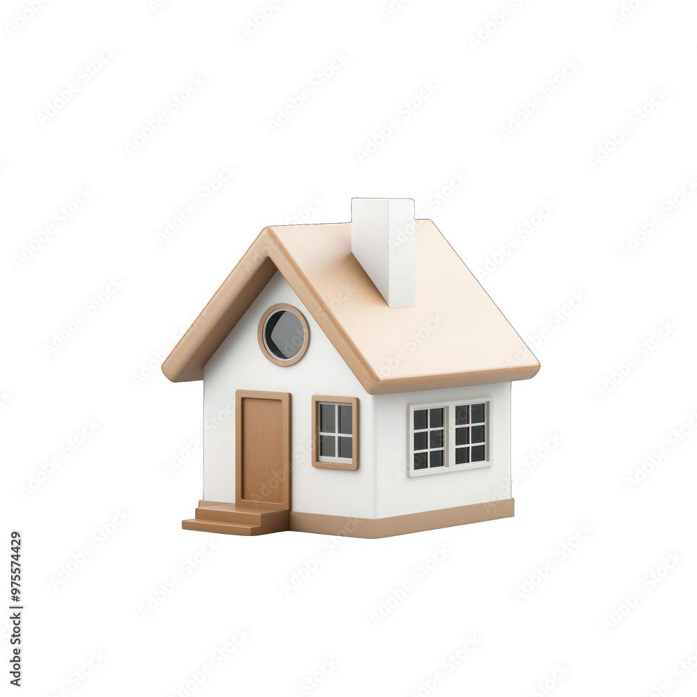 A charming model of a house with a slanted roof, wooden door, and windows, perfect for home-related themes and design. transparent background A charming model of a house with a slanted roof, wooden door, and windows, perfect for home-related themes and design. transparent background