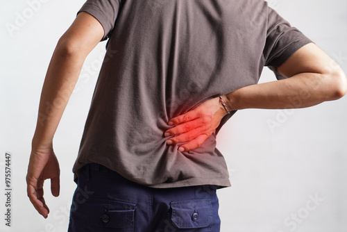 Asian man has problem with structural posture He had back pain. reduce muscle tension