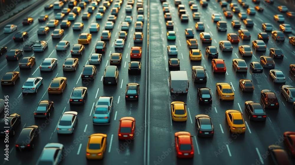 Obraz premium Traffic Jam on the Highway