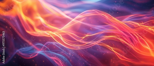 Abstract background with vibrant, flowing red, pink, and orange light.