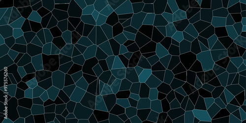 Blue and black abstract broken glass crystalize isolated quartz geometric retro tiles seamless pattern terrazzo vintage vector background.