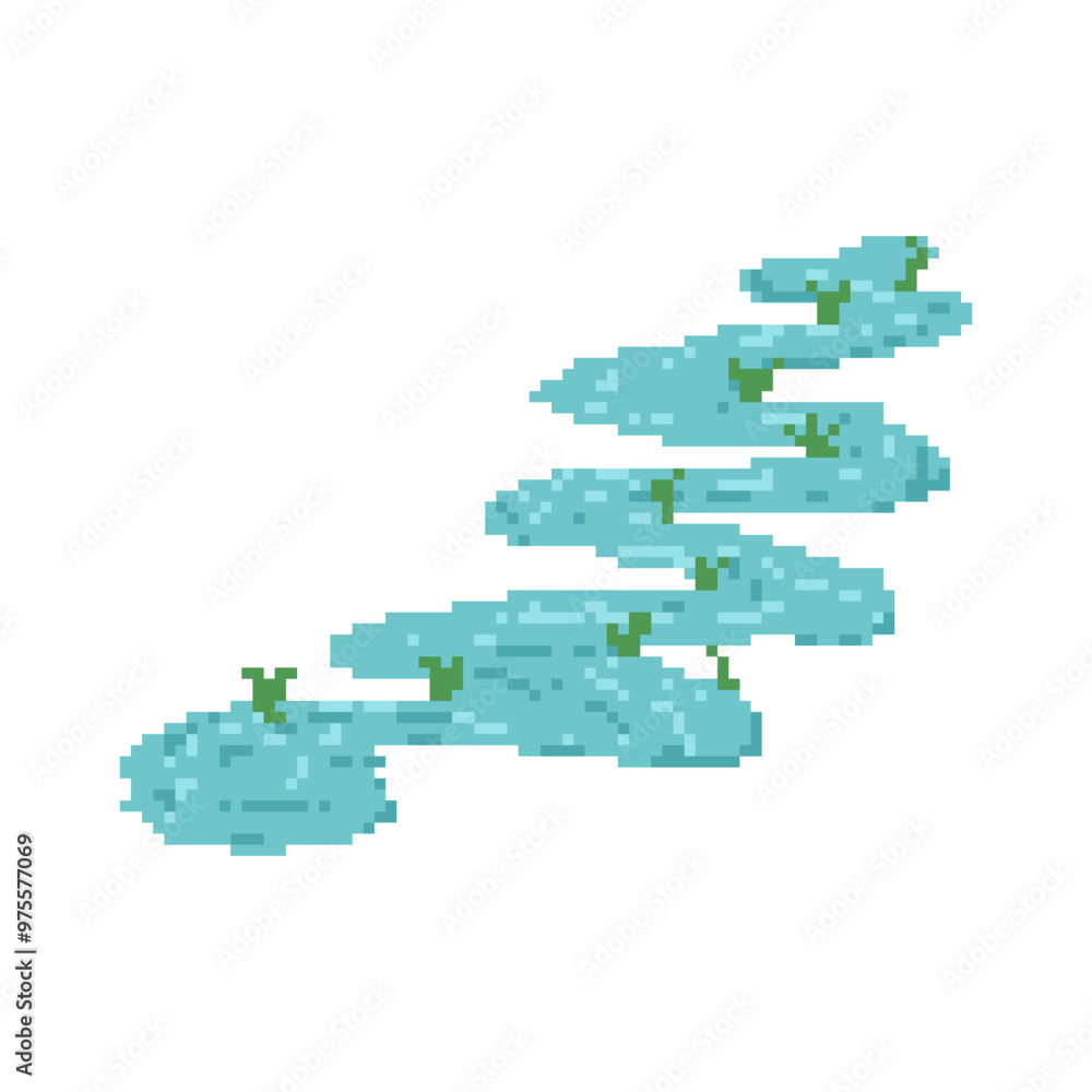 Obraz premium long blue river pixel art