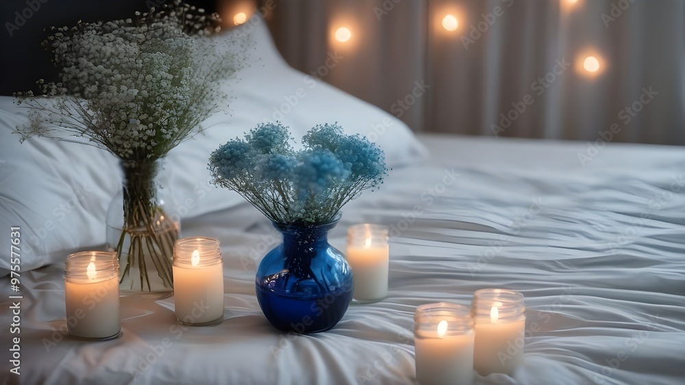 gypsophila on the bed