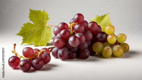 Juicy Red Grapes with Leafy Background