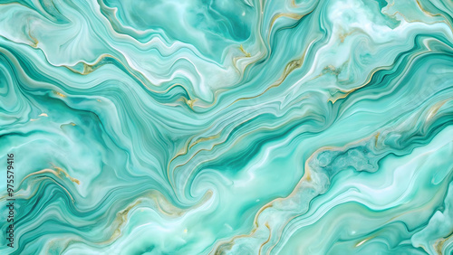 Cool mint green and teal color background with a delicate marble texture, giving it an elegant, flowing effect