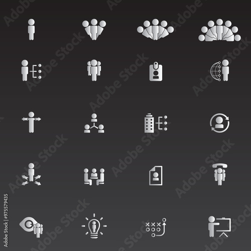 Universal business management and human resources icon set. Universal icons for web and mobile. Vector.