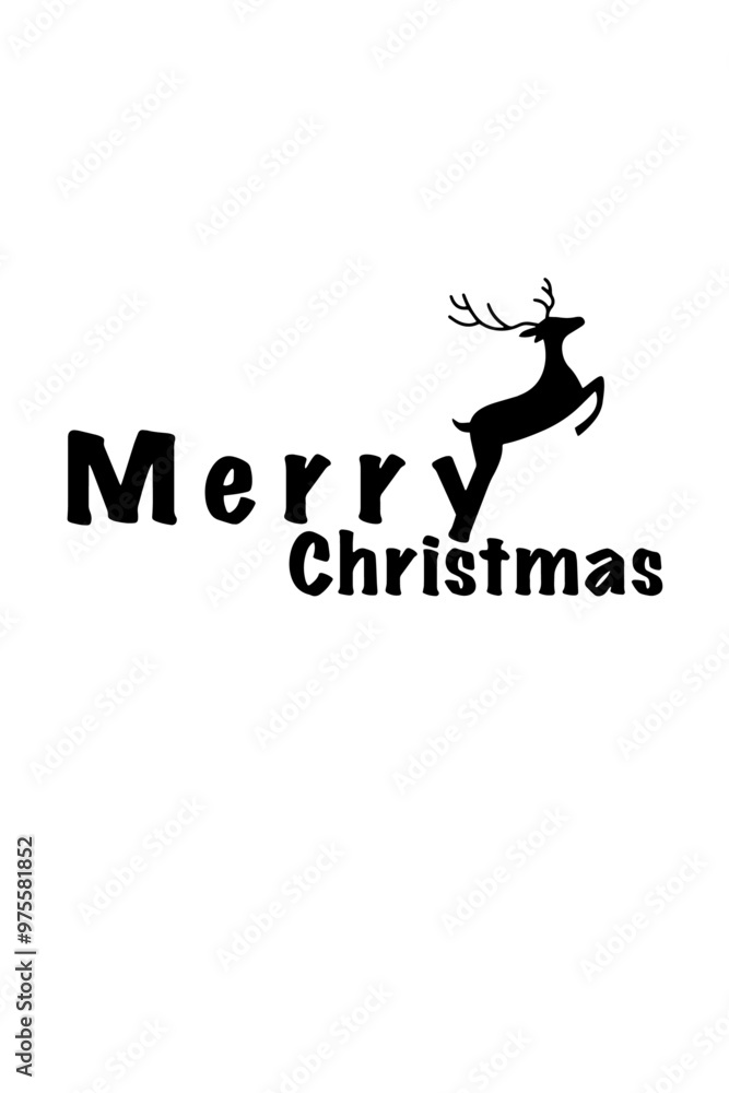 vector merry christmas text with a reindeer vector merry christmas text with a reindeer