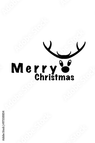 Free Download vector merry christmas text with a head reindeer  - GFXLoad