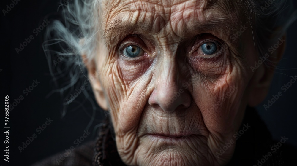 A woman with blue eyes and grey hair A woman with blue eyes and grey hair