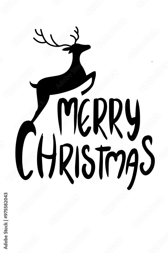 Fototapeta premium vector merry christmas text with a reindeer