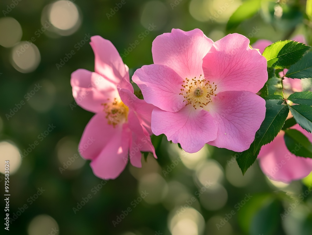 Rosa Damascena, known as the Damascus rose - pink, oleaginous, flowering, deciduous shrub plant. Valley of Roses. Close-up. Taillight. Selective focus Rosa Damascena, known as the Damascus rose - pink, oleaginous, flowering, deciduous shrub plant. Valley of Roses. Close-up. Taillight. Selective focus