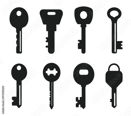 Keys silhouette collection. Key icon