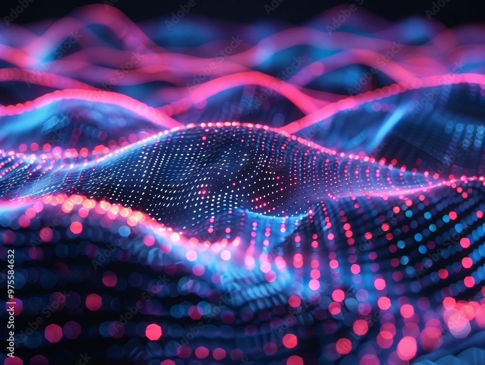 Colorful 3D Digital Music Visualization Unfolding in a Futuristic Setting with Vibrant Hues and Dynamic Patterns Colorful 3D Digital Music Visualization Unfolding in a Futuristic Setting with Vibrant Hues and Dynamic Patterns