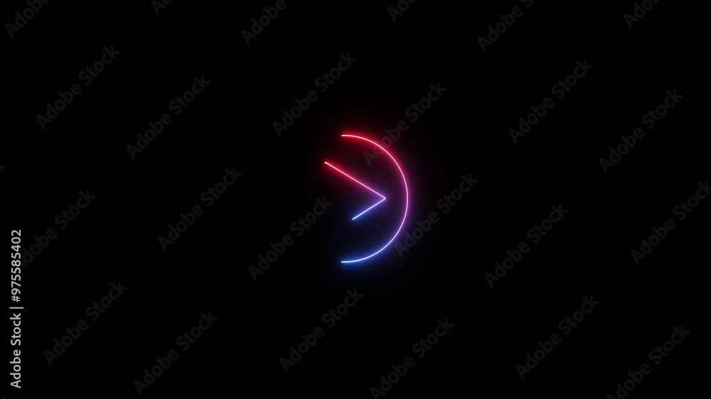Video, audio neon play button icon animation. Video, audio neon play button icon animation.