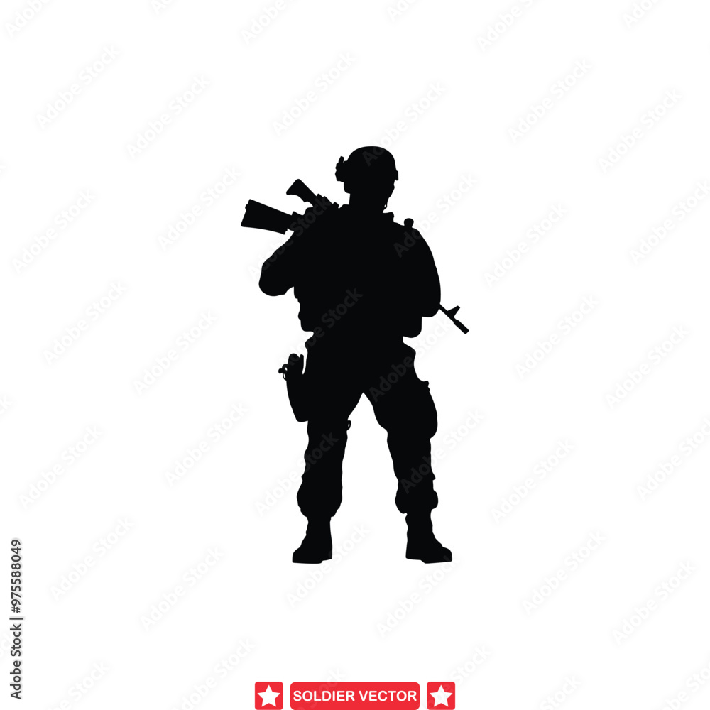 United Front Commanding Soldier Silhouette Vectors for Courageous Military Art and Tribute Projects United Front Commanding Soldier Silhouette Vectors for Courageous Military Art and Tribute Projects