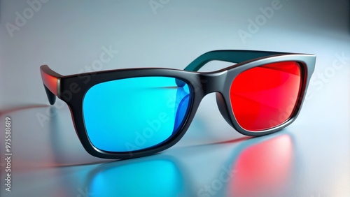 Wearing Anaglyph glasses with red and blue lenses, objects take on a life like quality, projecting into a three dimensional space. photo